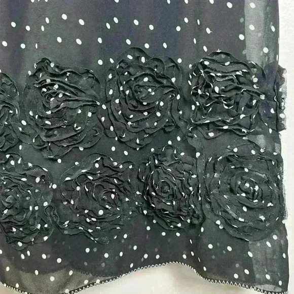 Max Studio Sheer Sleeveless V-Neck Black With White Polka Dots Dress Size Small - Picture 9 of 16